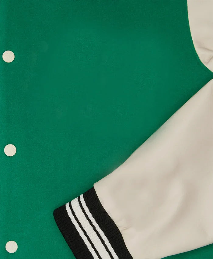 Green And White Varsity Bomber Jacket