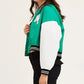 Carol Green Cropped Varsity Bomber Jacket