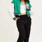 Carol Green Cropped Varsity Bomber Jacket