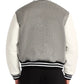 Grey Letterman Varsity Jacket With White Sleeves
