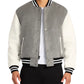 Grey Letterman Varsity Jacket With White Sleeves
