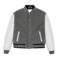 Grey Letterman Varsity Jacket With White Sleeves