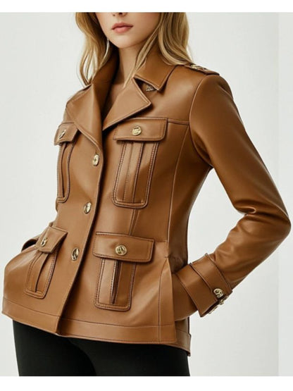 Harper Leather Brown Jacket – Women’s Leather Jacket (Brown)