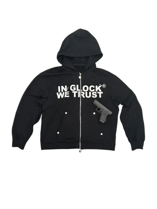 In Glock We Trust Zip-Up Hoodie Recreated Edition