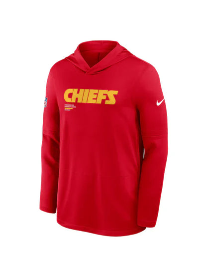 Kansas City Chiefs Sideline Performance Long Sleeve Hoodie T-Shirt Recreated Edition