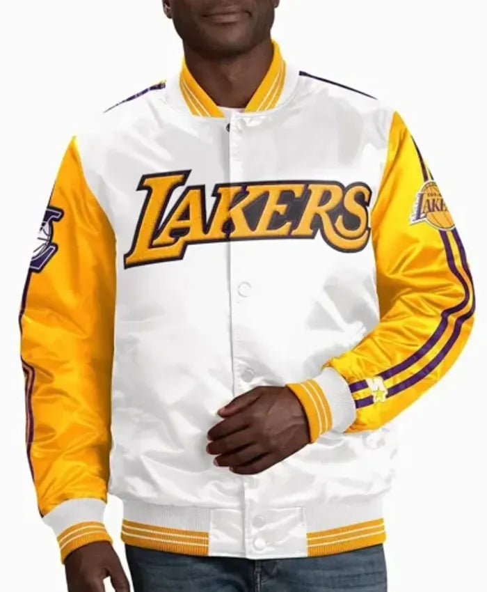 LA Lakers White Yellow Varsity Jacket