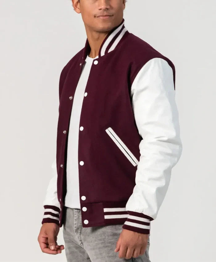 Maroon Wool Bright Varsity Lettermen Jacket