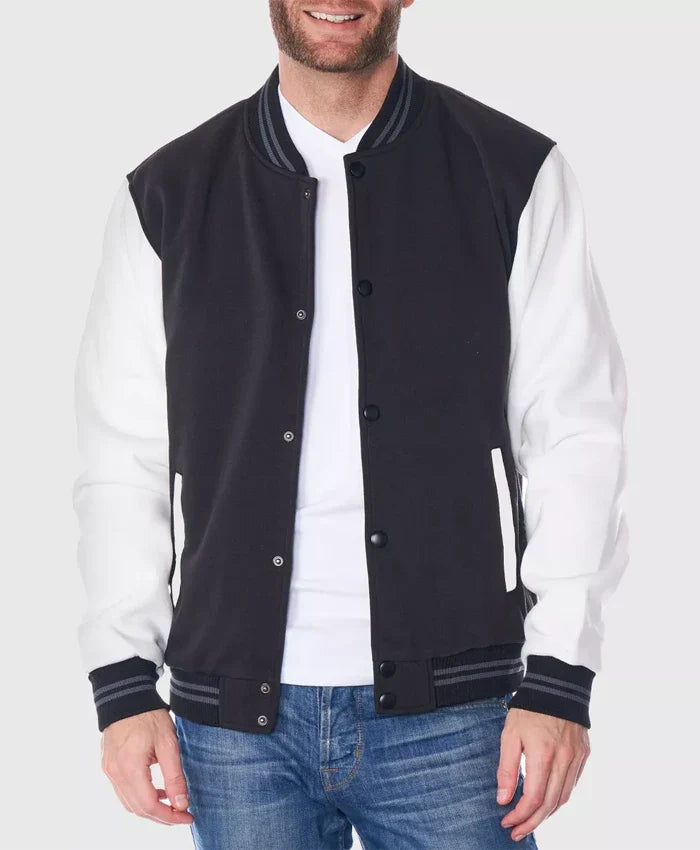 Martinez Black And White Varsity Wool Jacket