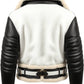 Men Aviator B3 Bomber Leather Jacket – Black &amp; White