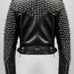 Men’s Black Biker Studded Leather Jacket