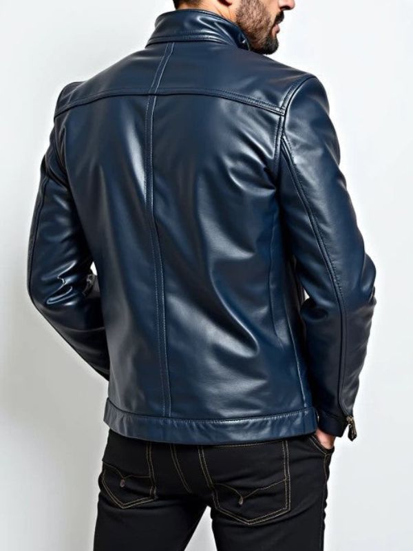 Men’s Leather Jacket – Navy Blue Leather Jacket