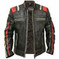 Men's Black Leather Cafe Racer Vintage Retro Distressed Jacket