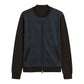 Men’s Blue Colorblock Plaid Bomber Jacket