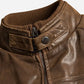 Men’s Brown Bomber Leather Jacket with Rib Collar