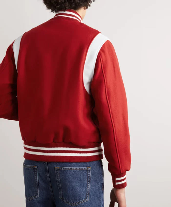 Men’s Casual Red and White Varsity Jacket