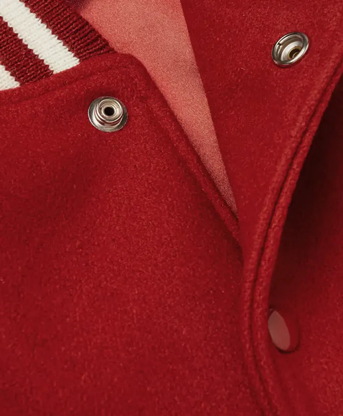 Men’s Casual Red and White Varsity Jacket