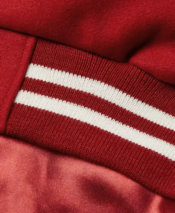 Men’s Casual Red and White Varsity Jacket