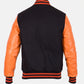 Men’s Causal Orange And Black Letterman Jacket