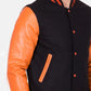 Men’s Causal Orange And Black Letterman Jacket