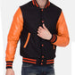 Men’s Causal Orange And Black Letterman Jacket