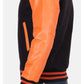 Men’s Causal Orange And Black Letterman Jacket