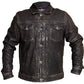 Men's Distressed Leather Trucker Jacket