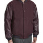 Men’s Burgundy Lettermen Bomber Jacket