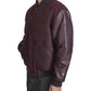 Men’s Burgundy Lettermen Bomber Jacket