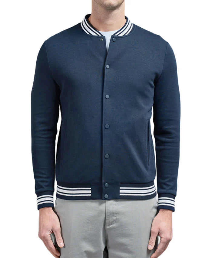Men’s Navy Blue Lettermen Varsity Jacket