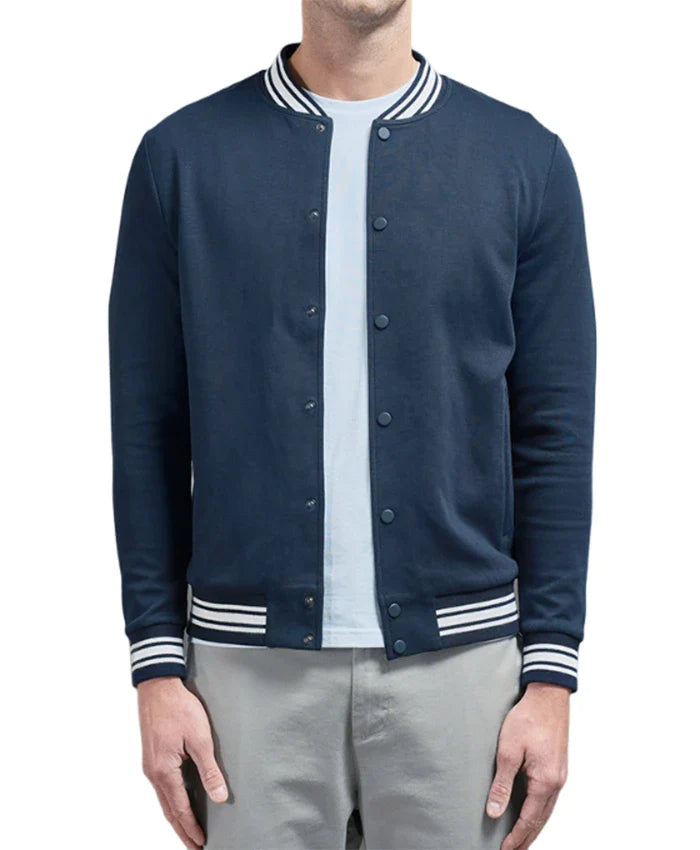 Men’s Navy Blue Lettermen Varsity Jacket