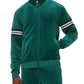 Mens Velvet Green Striped Bomber Jacket