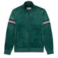Mens Velvet Green Striped Bomber Jacket