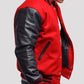 Men’s Red Leather Varsity Lettermen Jacket