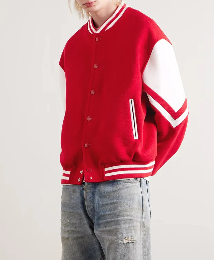 Men’s Red Lettermen Wool Varsity Jacket
