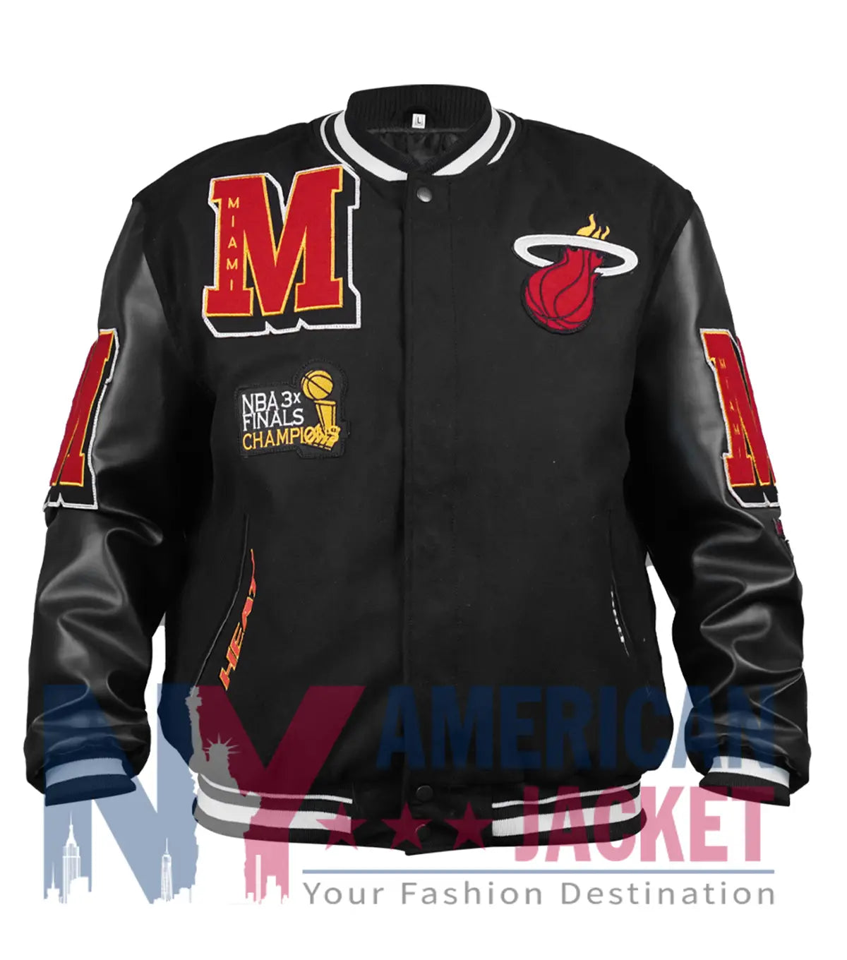 Miami Heat Mashup Logo Black Varsity Jacket