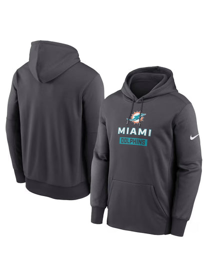 Miami Dolphins Nike Anthracite Toss Sweep Performance Hoodie Recreated Edition