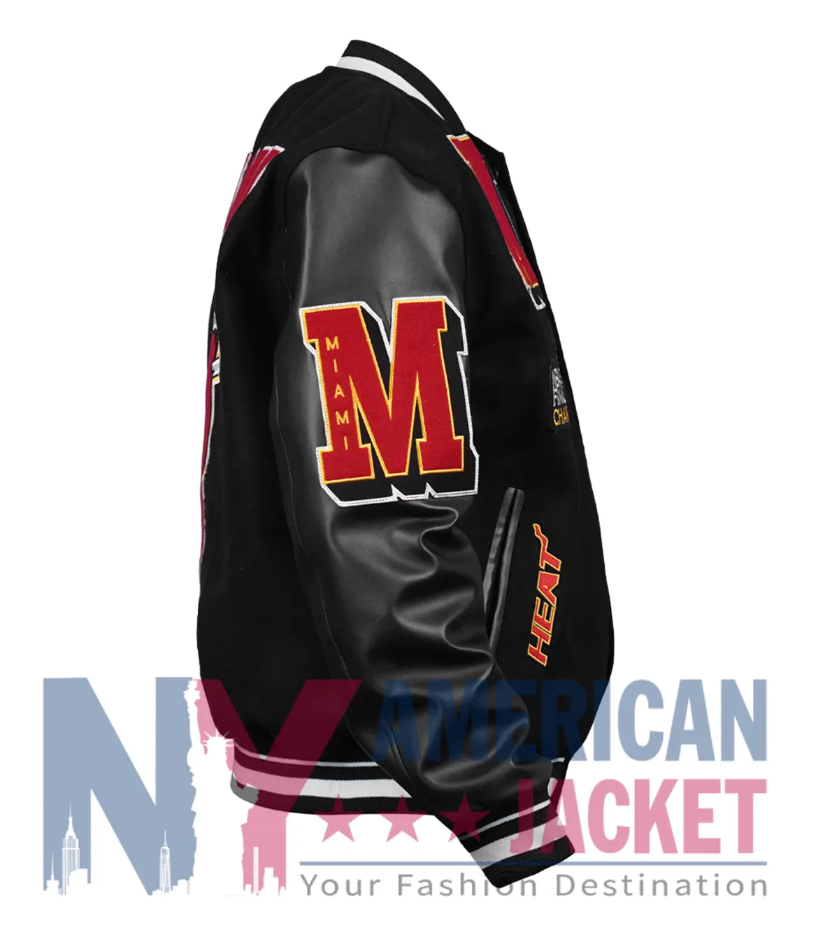 Miami Heat Mashup Logo Black Varsity Jacket
