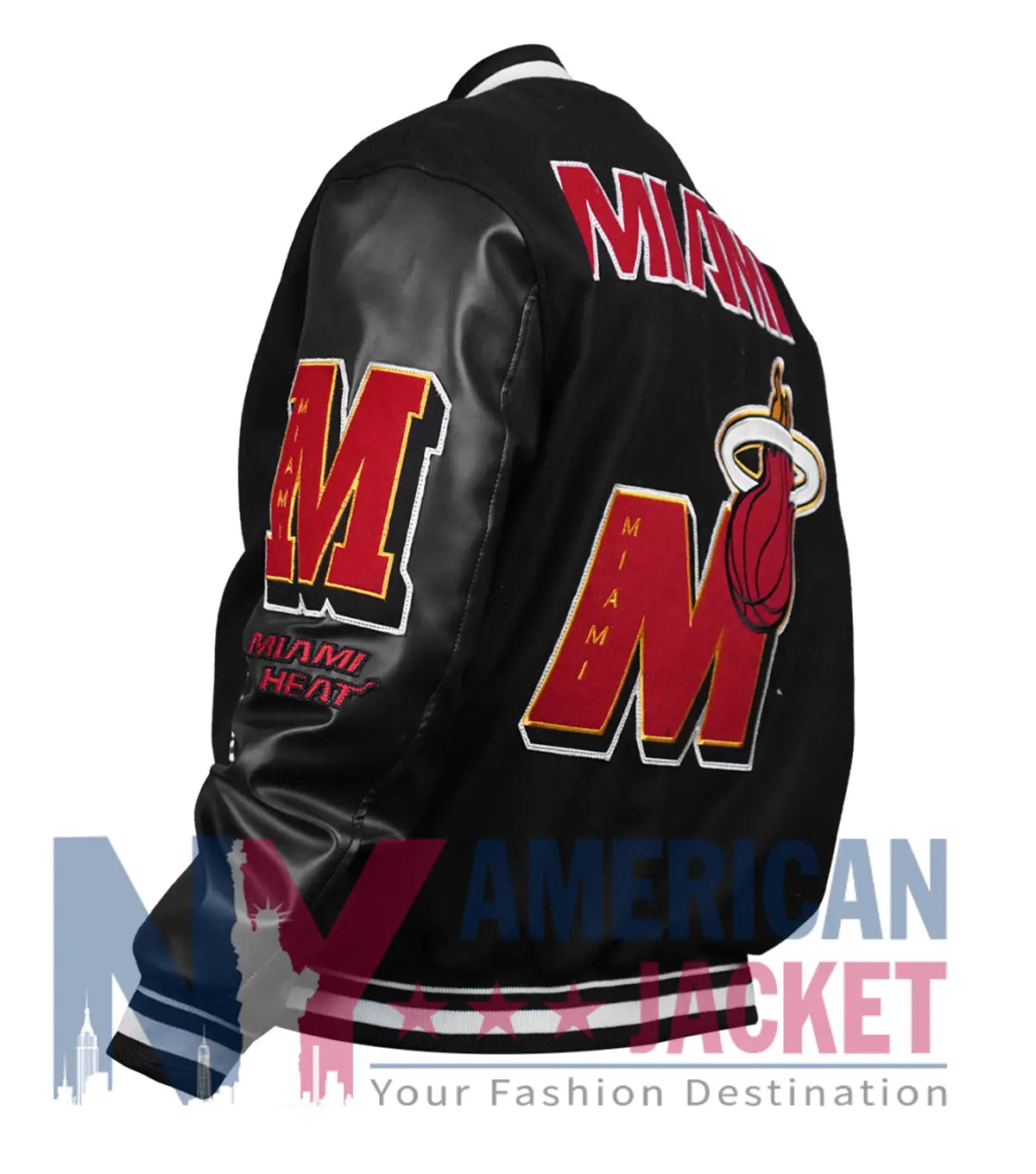 Miami Heat Mashup Logo Black Varsity Jacket