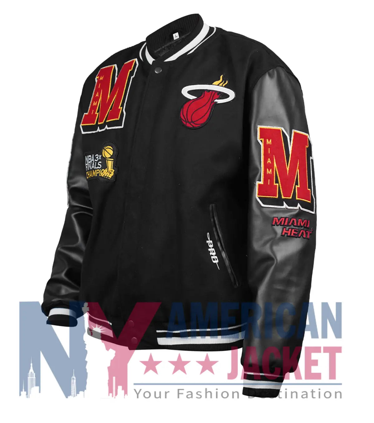 Miami Heat Mashup Logo Black Varsity Jacket
