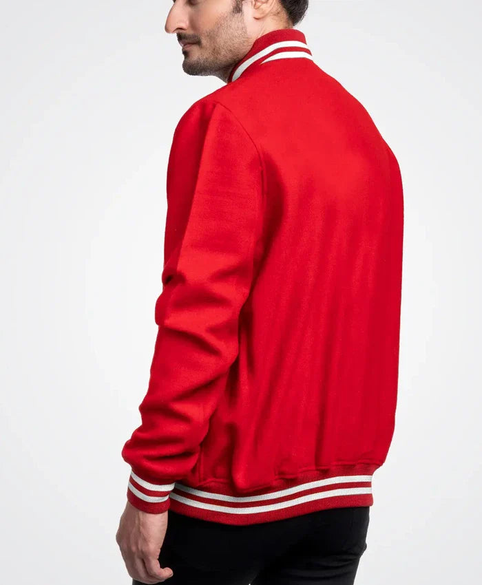 Mondor Red Wool Varsity Jacket