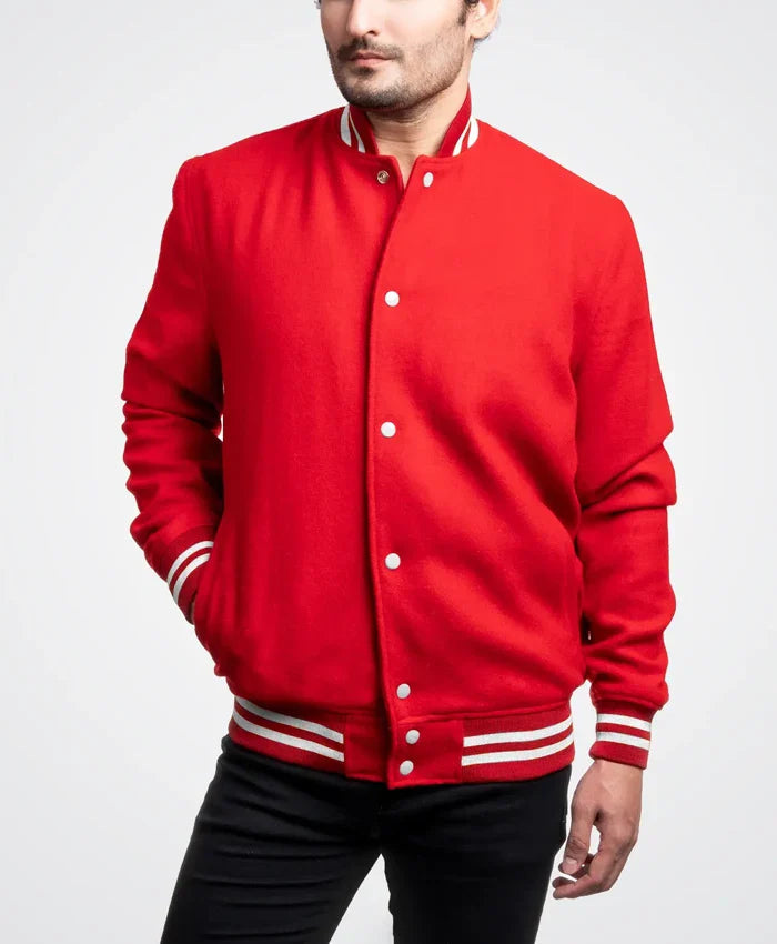 Mondor Red Wool Varsity Jacket