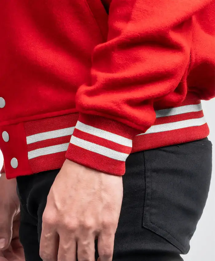 Mondor Red Wool Varsity Jacket