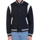 Navy Blue Letterman Varsity Jacket With Rib Collar