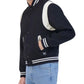Navy Blue Letterman Varsity Jacket With Rib Collar