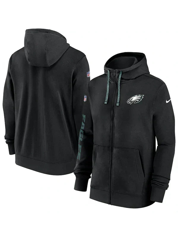 Recreation – Philadelphia Eagles Black Sideline Club Full-Zip Hoodie (Recreated Edition)
