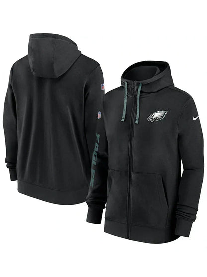 Recreation – Philadelphia Eagles Black Sideline Club Full-Zip Hoodie (Recreated Edition)