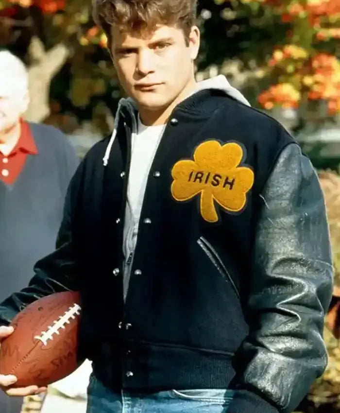 Notre Dame Rudy Irish Black Varsity Bomber Jacket