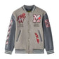 Off White X Ac Milan Grey Varsity Jacket