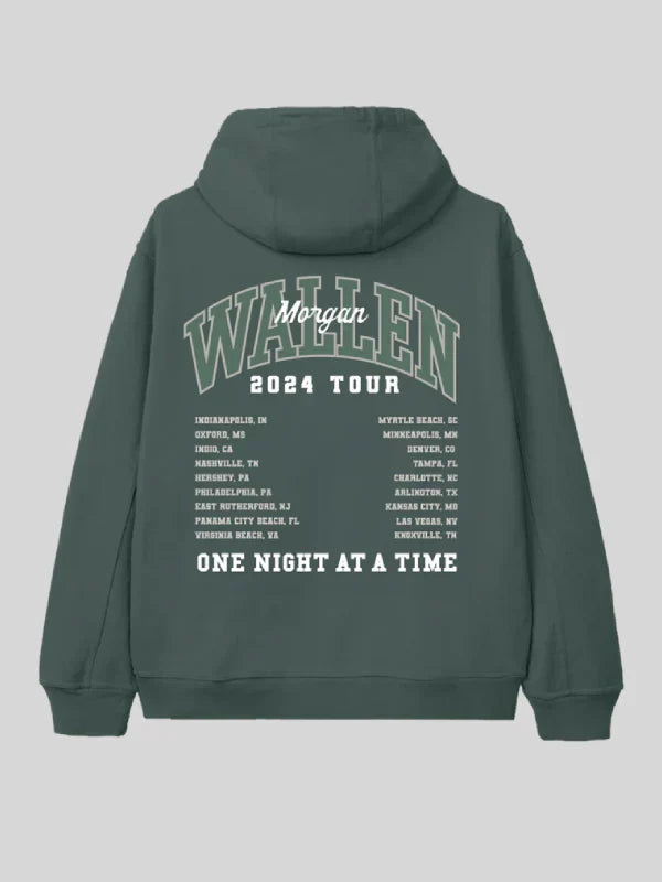 Morgan Wallen One Night At A Time Green Tour Hoodie Recreated Edition