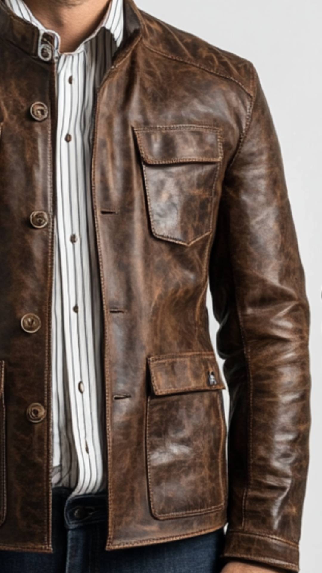 scar Leather Brown Jacket – Men’s Leather Jacket (Brown)
